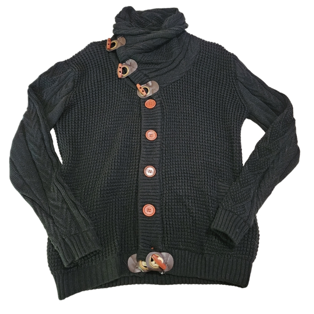 Men's Button Up Turtleneck Sweater, Size S